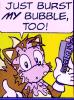 Tails pops his bubble gum bubble